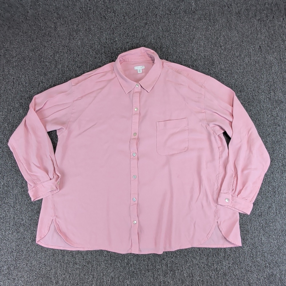 J. Jill Minimalist Button Down Shirt Womens 2X Pink Oversized Long Sleeve Blouse